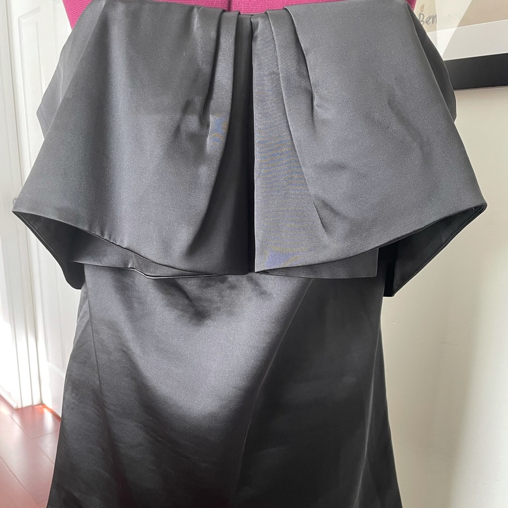 Black satin party dress strapless medium